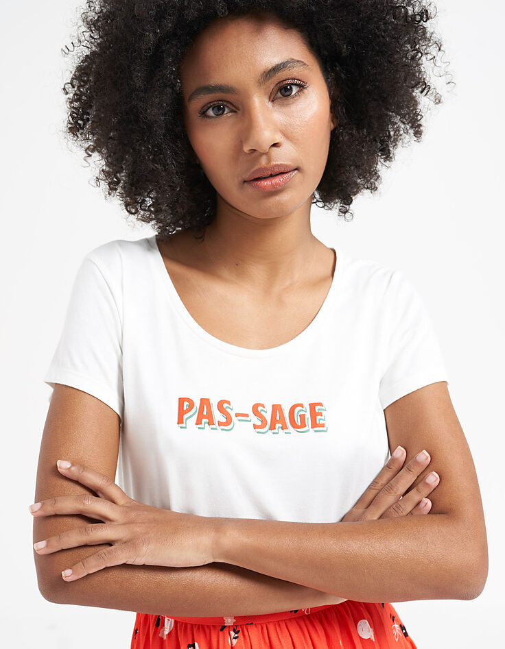 Tee-shirt blanc cassé typo tricolore I.Code-4