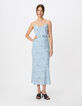 Top caraco fines bretelles bleu motif pois Femme-2