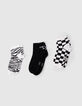 Women’s white/black patterned socks-1