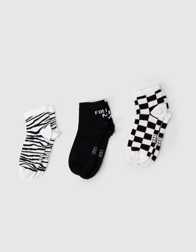 Women’s white/black patterned socks - IKKS