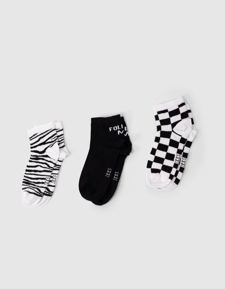 Women’s white/black patterned socks-1