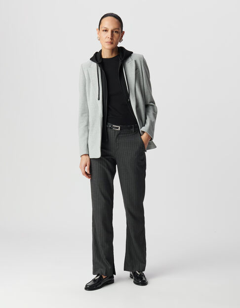 Grey blazer with black hood Women - IKKS