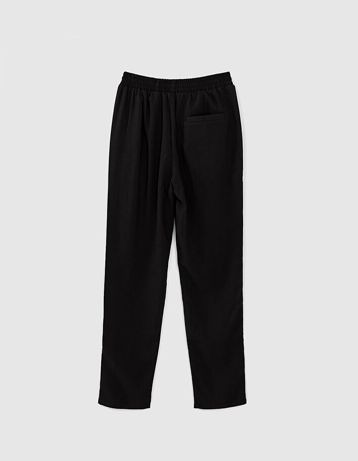 Girls’ black city trousers with tuxedo-style side stripes - IKKS