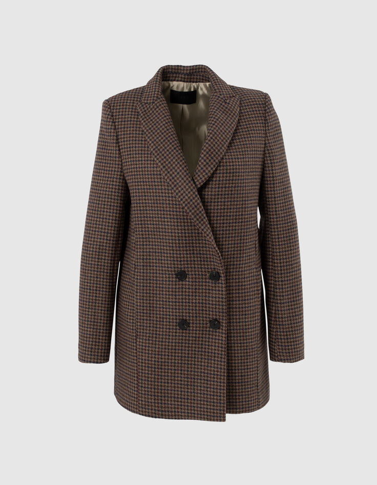 Women&rsquo;s sesame coat with houndstooth colours-6