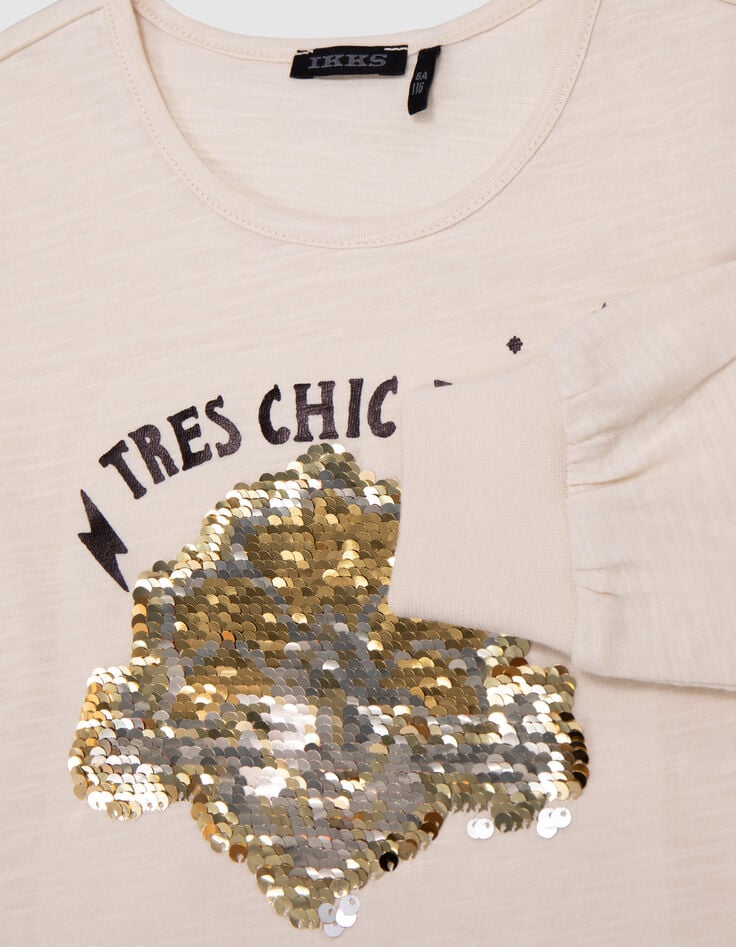 Camiseta crudo art déco lentejuelas reversibles niña-3