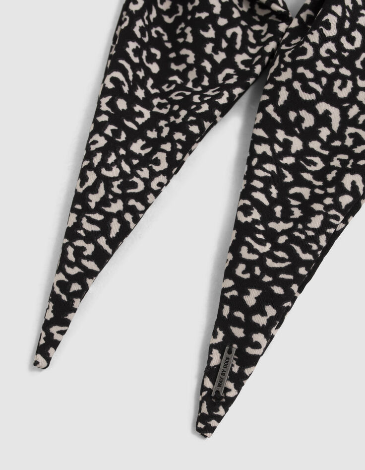 Zwarte sjaalscrunchie bloemenprint meisjes-3