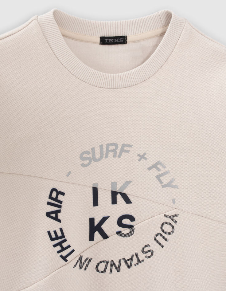 Beige sweater REFLECTERENDE rubber tekst jongens-5