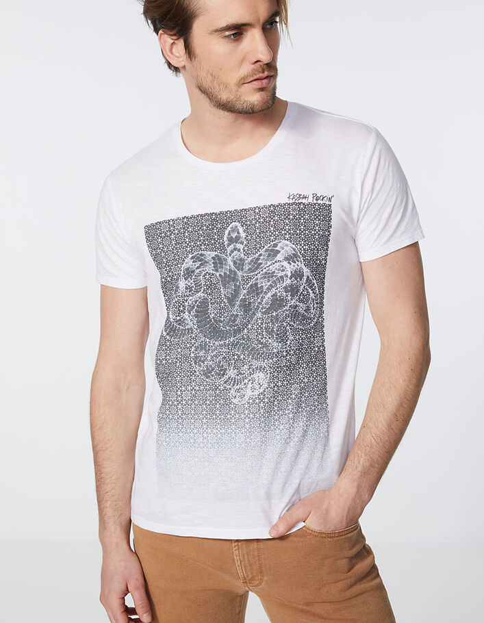 Camiseta blanco roto visual serpiente Hombre - IKKS