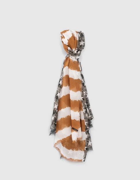 Women’s khaki U.S. flag motif scarf