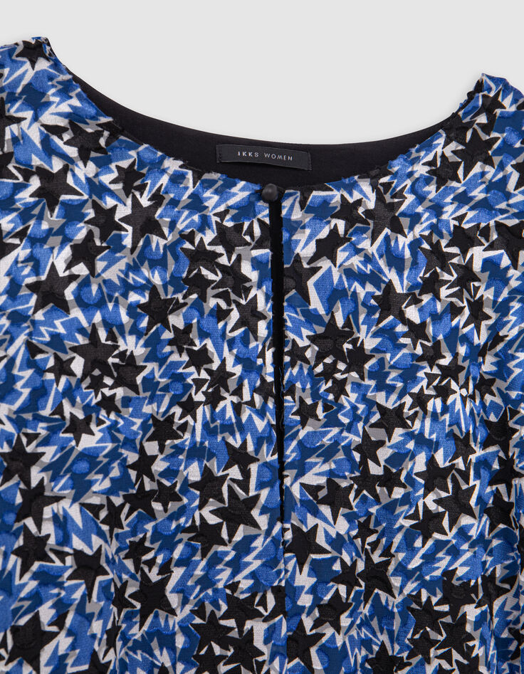 Women's blue starburst print dress-8 Women's blue starburst print dress-8