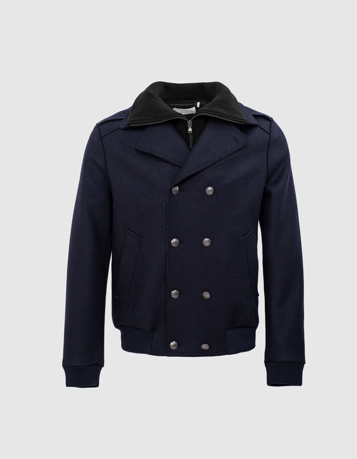 Hergebruikte Navy Blue Wool Coat voor heren - IKKS