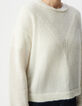Pull écru tricot jeu de points chevron Femme-5