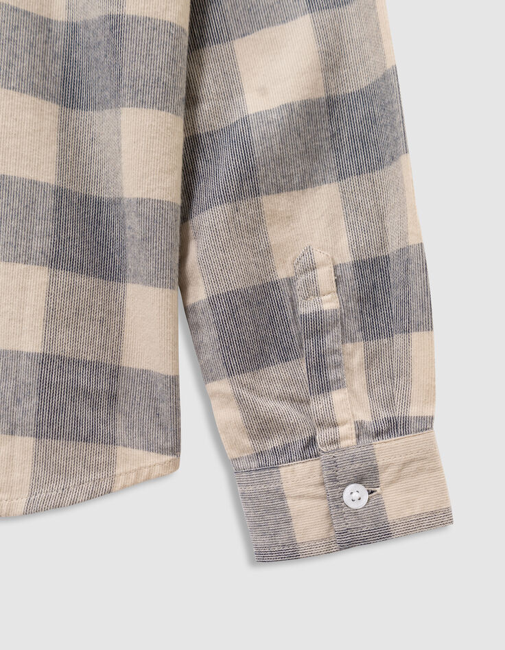 Boys’ grey blue velvet check shirt-5 Boys’ grey blue velvet check shirt-5