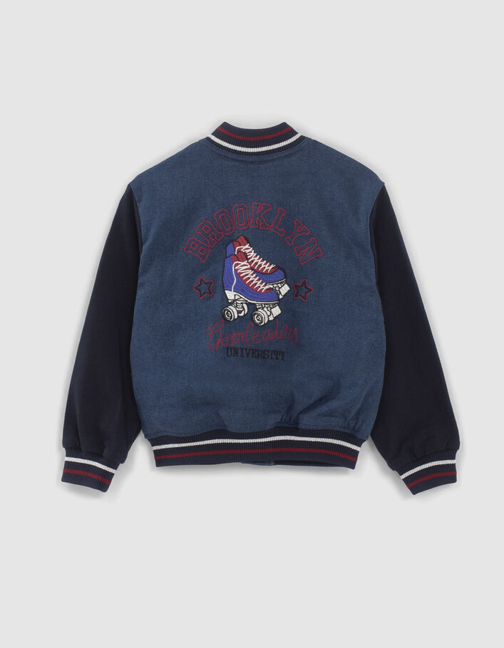 Marine baseballjack twee materialen borduursels meisjes-4