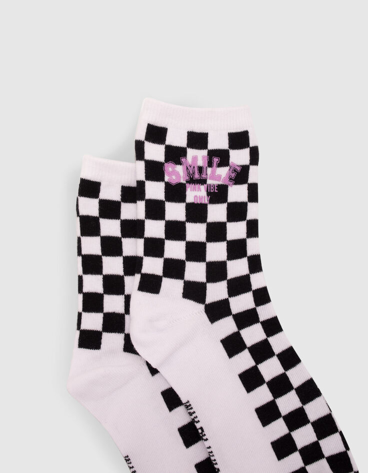 Girls’ black/white/pink socks-4 Girls’ black/white/pink socks-4