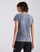 Grijs T-shirt V-hals opdruk gezichten dames-3