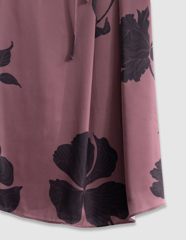 Women's burgundy floral maxi midi skirt-3