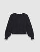 Schwarzer Damenstrickpulli Fledermausärmel-6