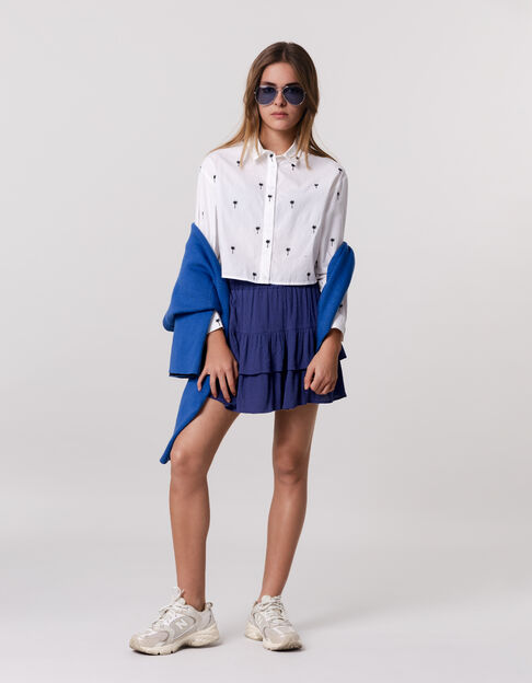 Chemise blanche cropped broderies palmiers fille - IKKS