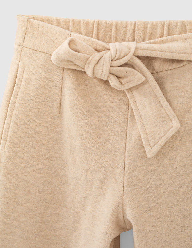 Wijde gemêleerd zandkleurige broek ceintuur meisjes-3 Wijde gemêleerd zandkleurige broek ceintuur meisjes-3