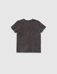 T-shirt gris tête de mort brodée bio bébé garçon -3