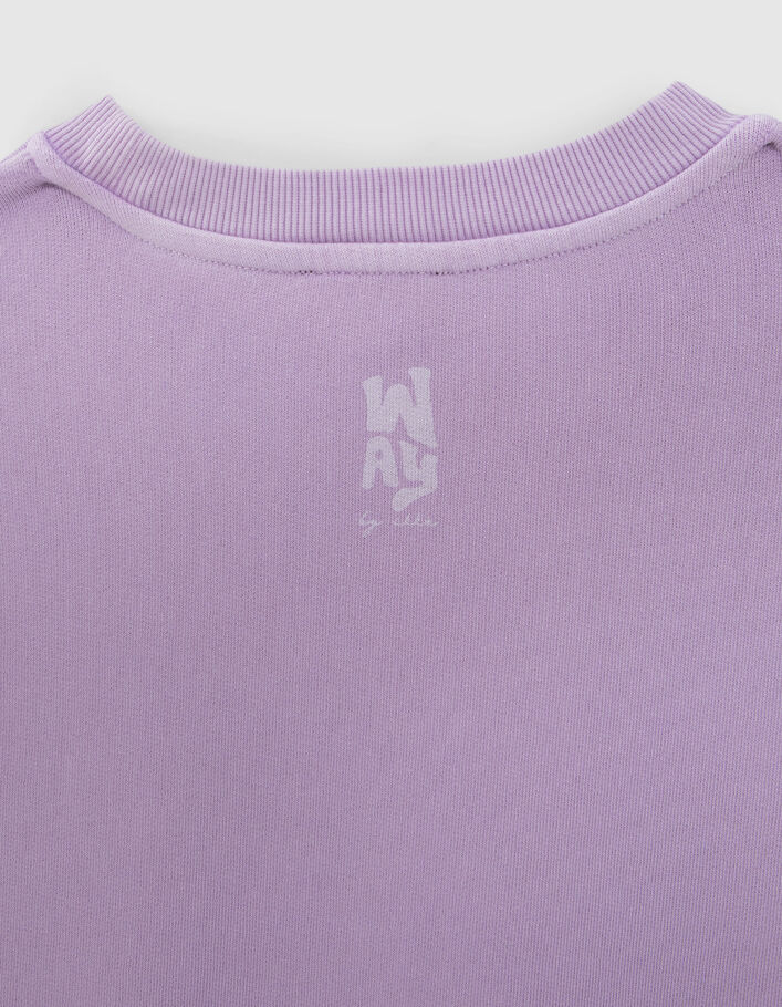 Lila Crop-Mädchensweatshirt mit Print an den Ärmeln - IKKS