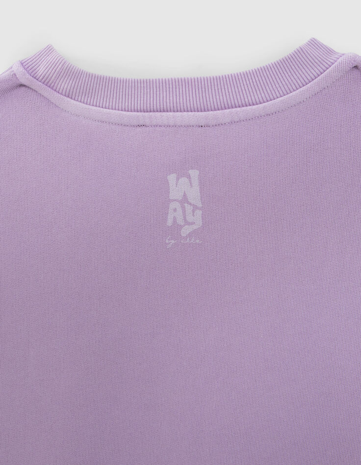 Lila Crop-Mädchensweatshirt mit Print an den Ärmeln-5