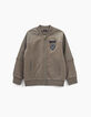 Boys’ bronze cardigan with chest patches and printed back-3