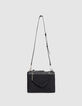 Women’s navy flannel and leather 1440 Reporter clutch bag-2