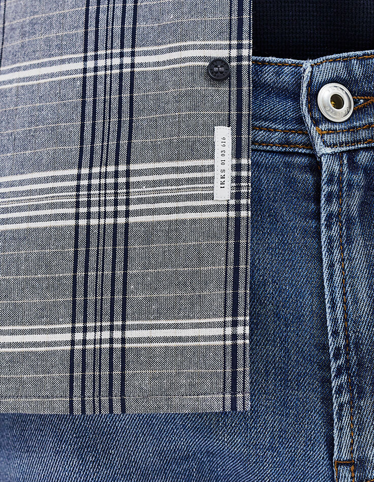 Chemise REGULAR marine à carreaux Homme-5