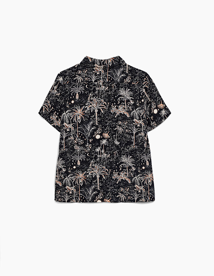 Boys’ black medina and palm tree print shirt-4 Boys’ black medina and palm tree print shirt-4
