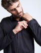 Chemise noire détail col Easy Care Homme-5