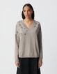 Sesame knit sweater leopard pattern micro studs Women-2