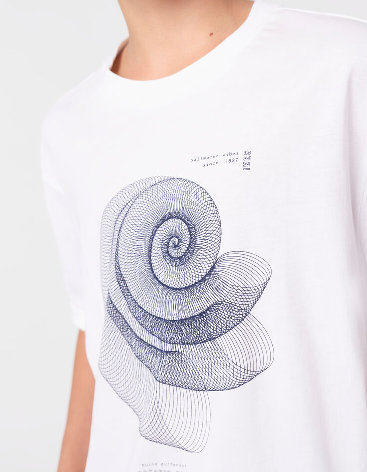 T-shirt blanc coton bio spirale-coquillage garçon-2
