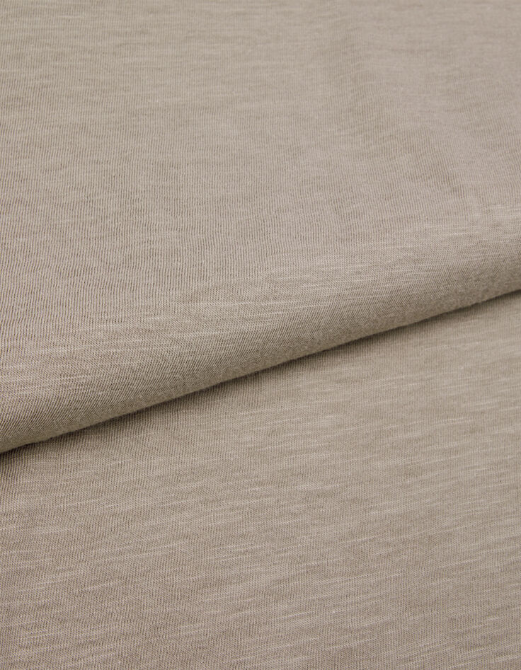 T-shirt encolure V beige coton bio flamm&eacute; Homme-8
