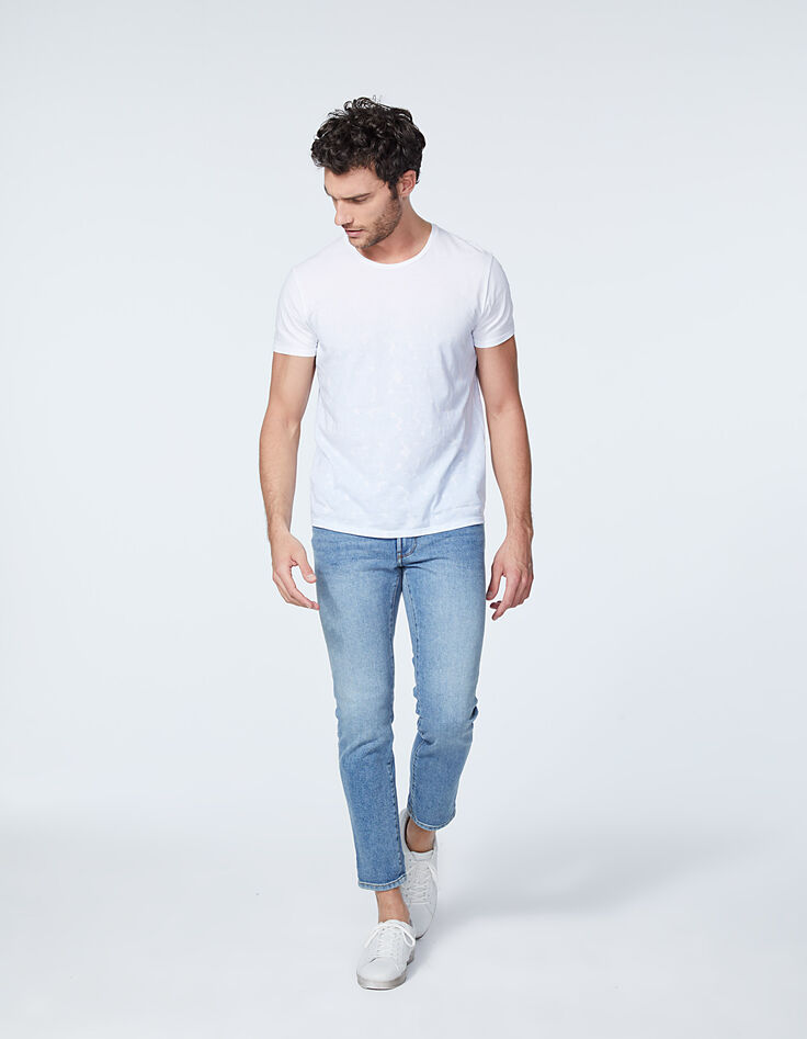 Camiseta blanca deep dye con flores para hombre-5