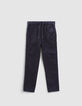 Marineblaue Jungen-Jogginghose mit Hahnentrittmuster-1