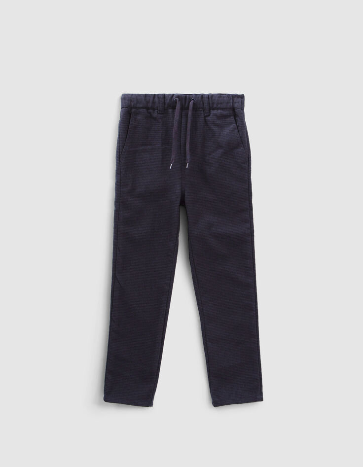 Marineblaue Jungen-Jogginghose mit Hahnentrittmuster-1