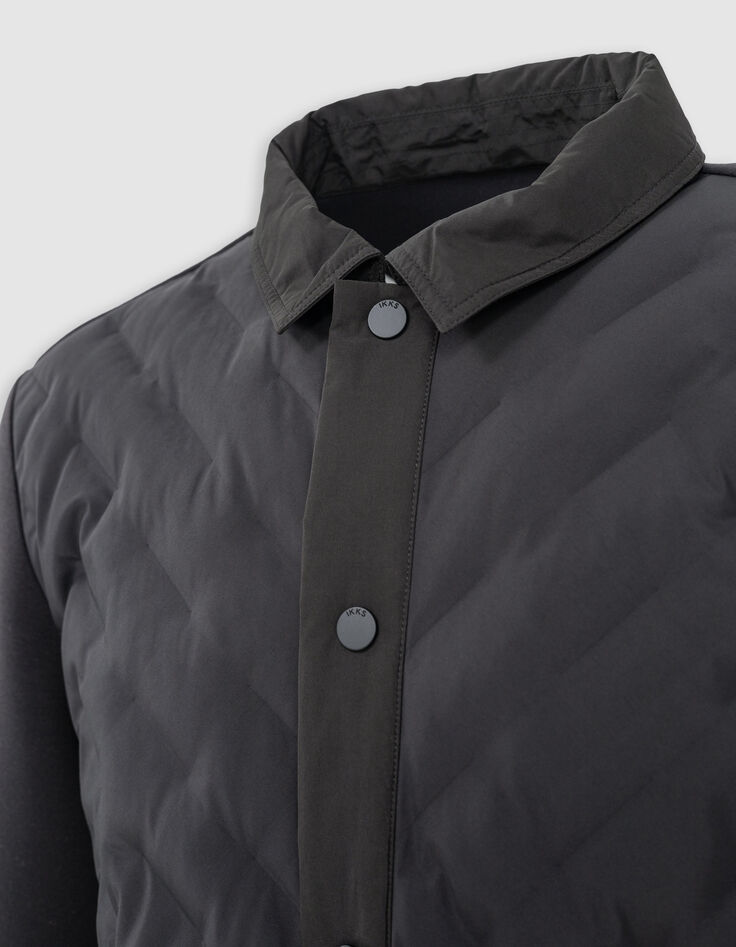 Chaqueta acolchada fina negra bimaterial hombre-5