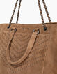 Women’s THE SAND 1440 ROCK suede chevron quilted tote bag-4