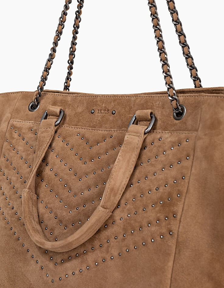 Women’s THE SAND 1440 ROCK suede chevron quilted tote bag-4