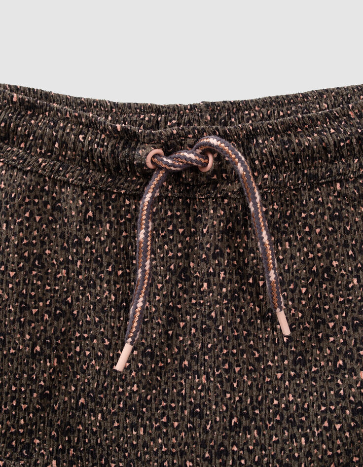 Jupe-short kaki imprimé léopard-coeurs fille-2