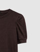 Iridescent brown ribbed knit T-shirt-2