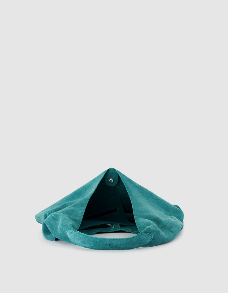 Sac Hobo vert cuir velours souple Femme-5