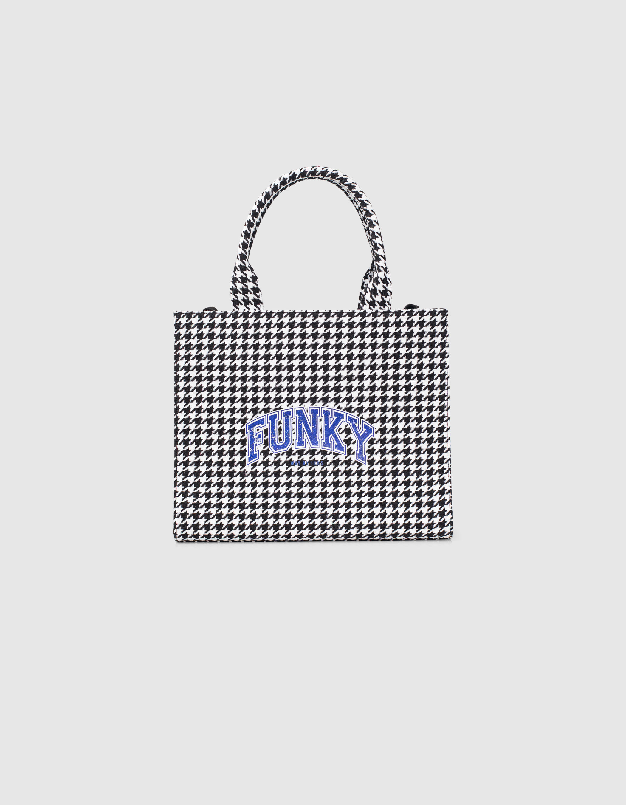 Girls black houndstooth tote bag IKKS
