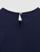 Camiseta de ni&ntilde;a con bordado de coraz&oacute;n en azul marino-5