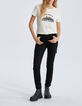 Elfenbeinfarbenes Damen-T-Shirt aus Baumwolle und Leinen-1