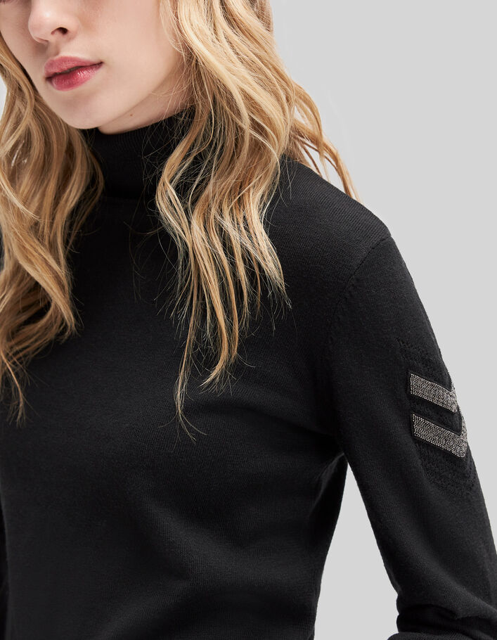 Gestrickter Damenrollkragenpullover in der Army-Optik-3