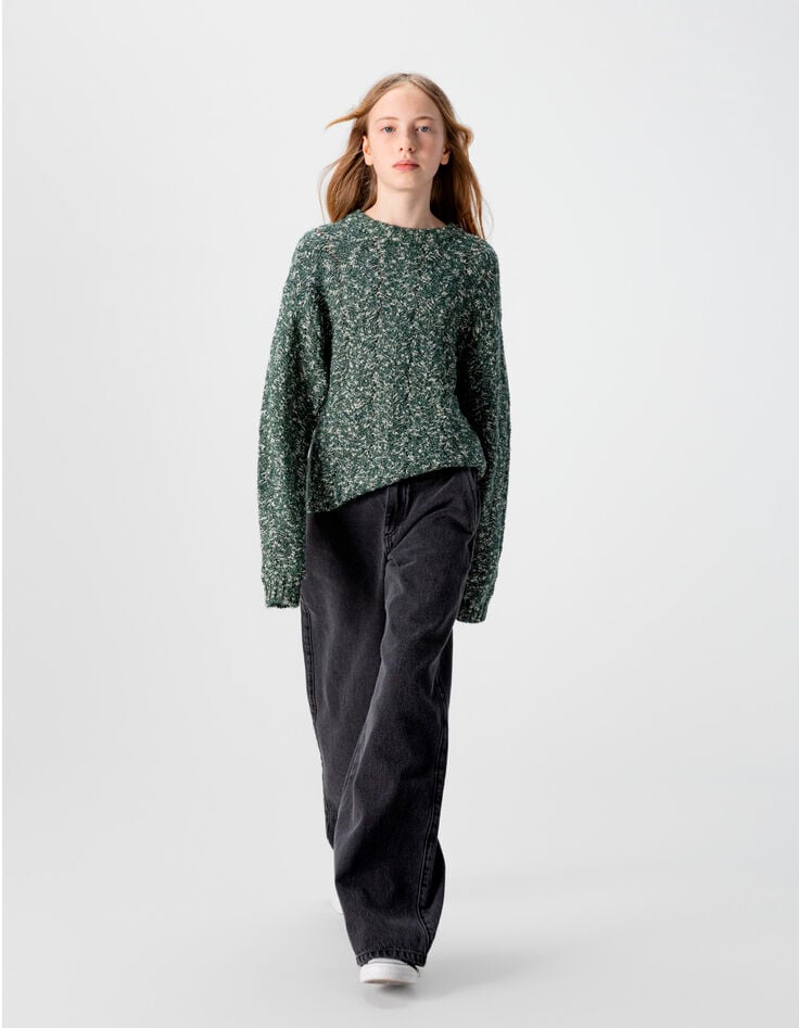 Schwarze weite Mädchenjeans-4 Schwarze weite Mädchenjeans-4