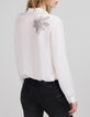 Chemise blanc cassé broderies perles Femme-2